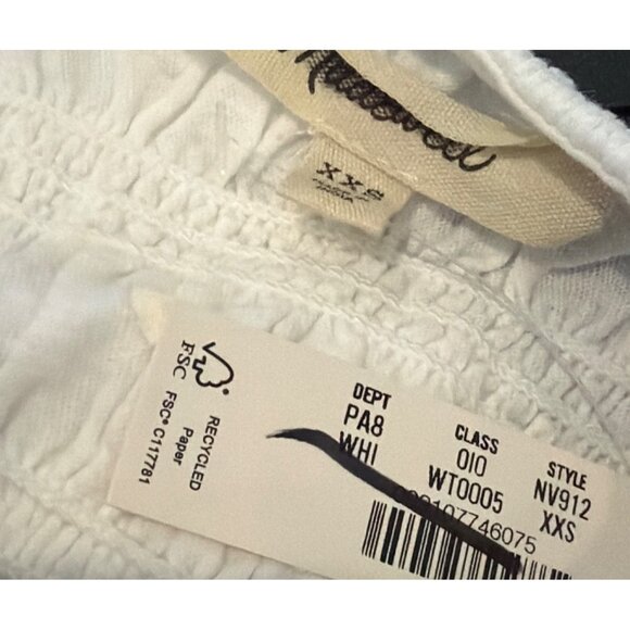 Madewell Smocked Cotton Linen Blend Ruffle Hem Boatneck Tank White Size XXS NWT - Picture 9 of 10